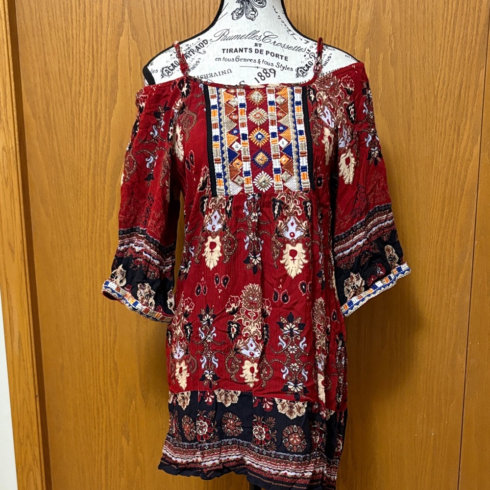 Angie Red and Black Floral Dress
